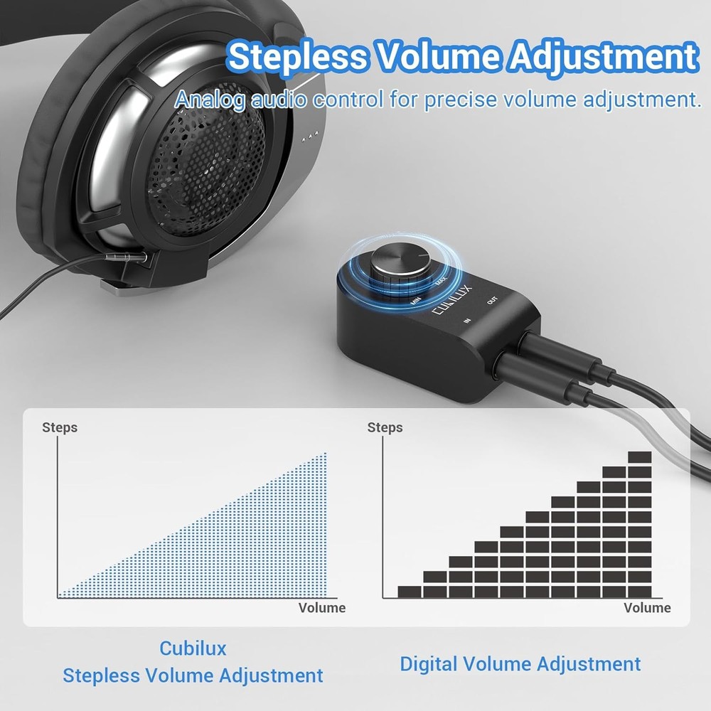 Cubilux 6.35mm Volume Controller, 1/4" Inline Stereo Audio Attenuator...