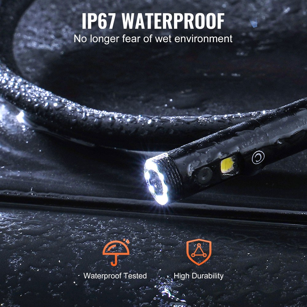 Endoscope Camera with Lights Triple Lens Borescope 16.4FT Cable 5" Screen