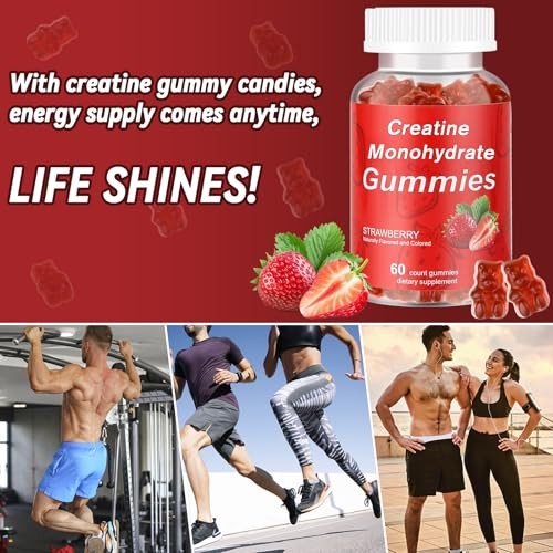 Creatine Monohydrate Gummies, 2 Pack Creatine Monohydrate for & Men, Sugar-Gu...