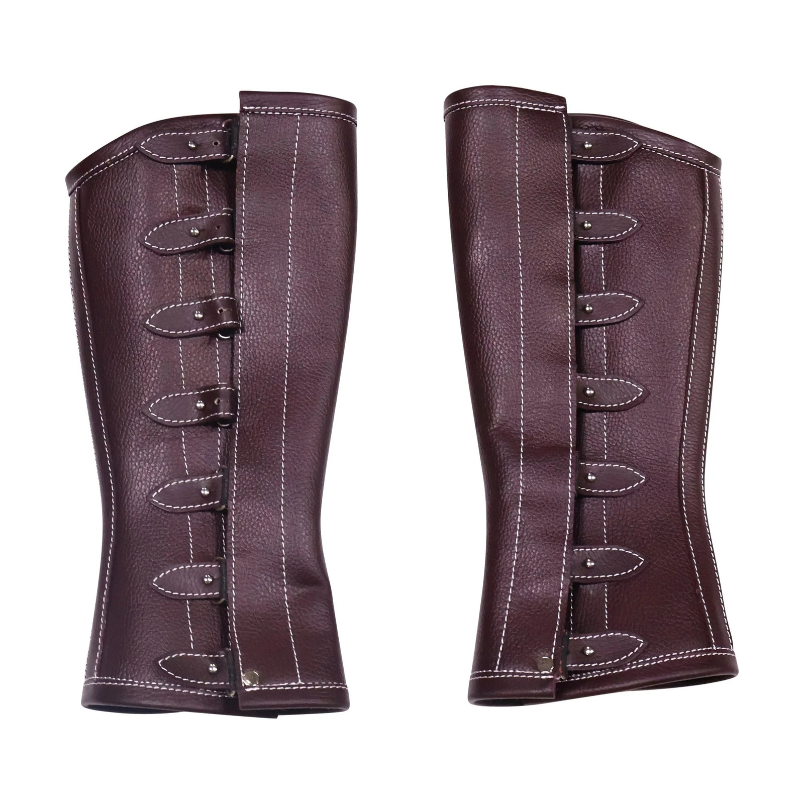 Charro Vino Polainas Espanolas Montar Leather Half Chaps
