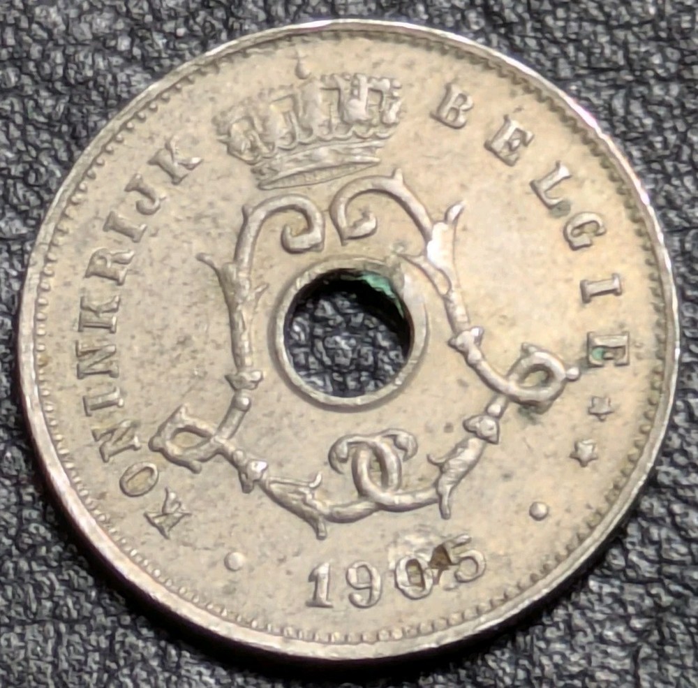 1905 Belgium 5 centimes Cent Dutch Text Extra Fine