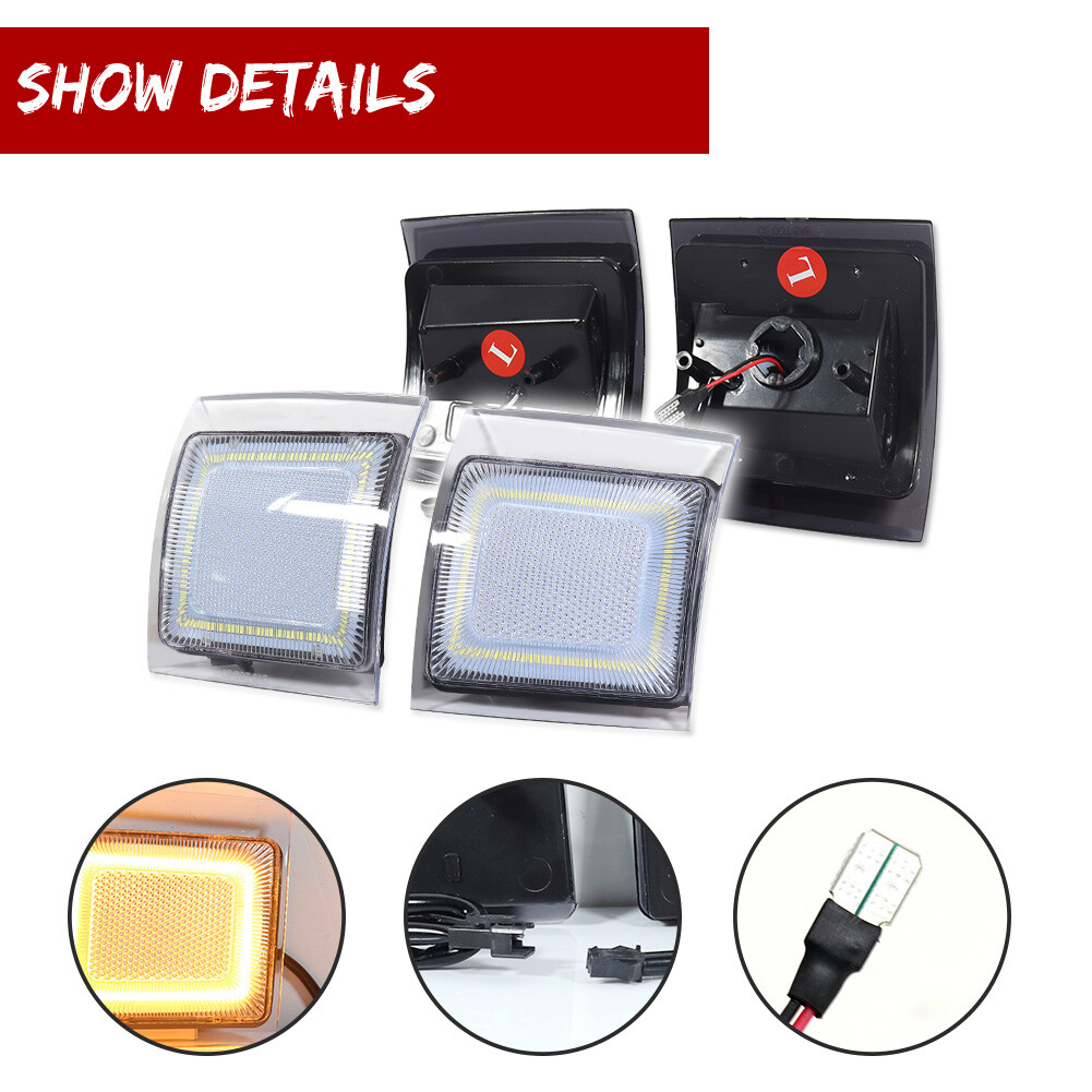 For 1994-1998 Chevy C/K 1500 2500 3500 Clear Amber LED Corner Side Marker Lights