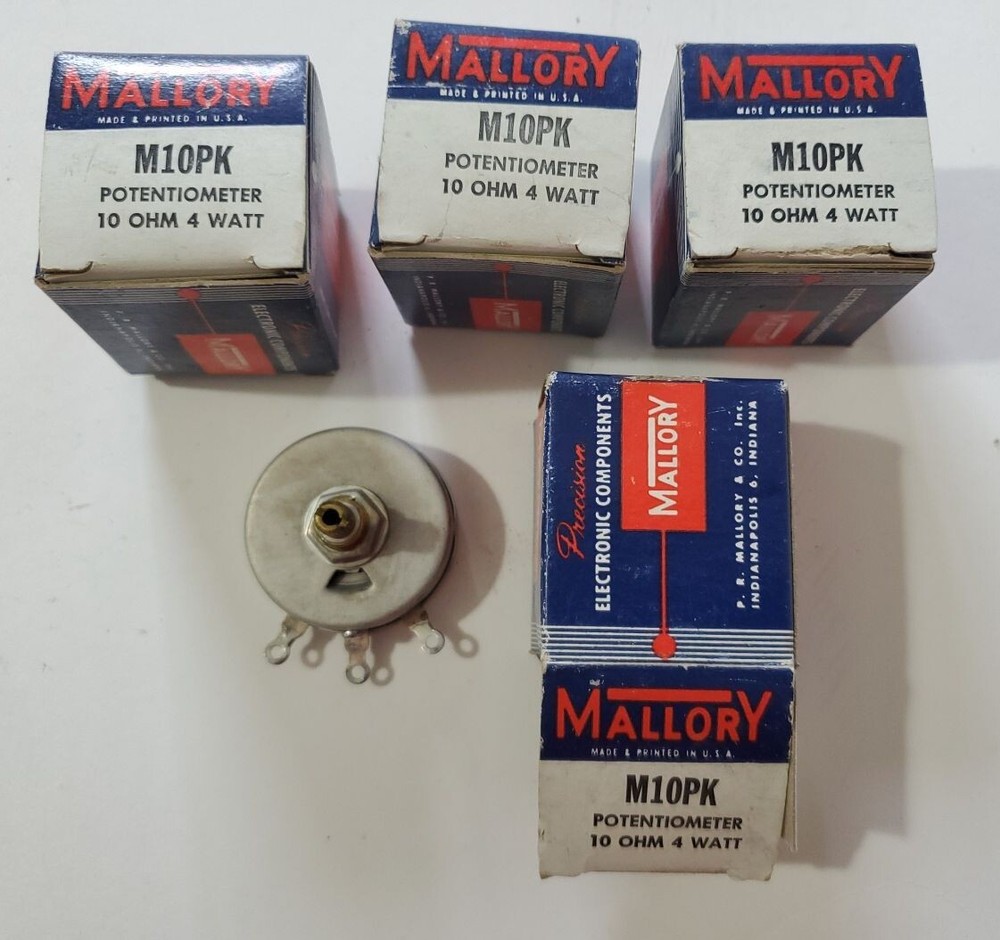 4PCS MALLORY M10PK - 10 OHM,  4 WATT POTENTIOMETER NEW