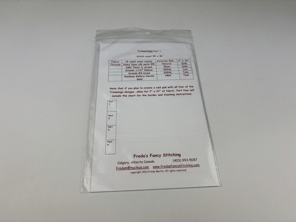 Freda’s Fancy Stitching Trimmings Part 1 Peace Needlepoint Pattern 6S