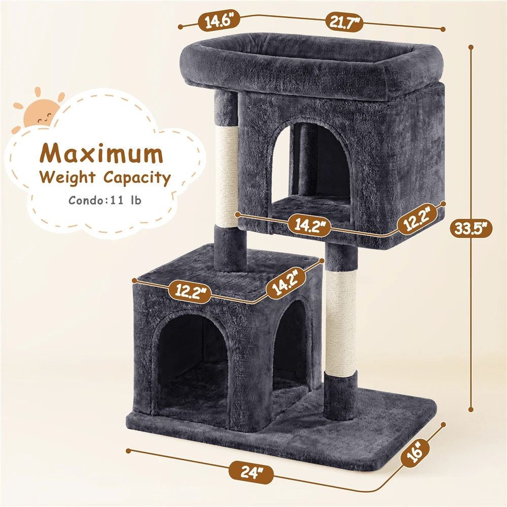 Butterslay Modern Cat Tower Cat Tree Scratching Posts Small Medium Cats