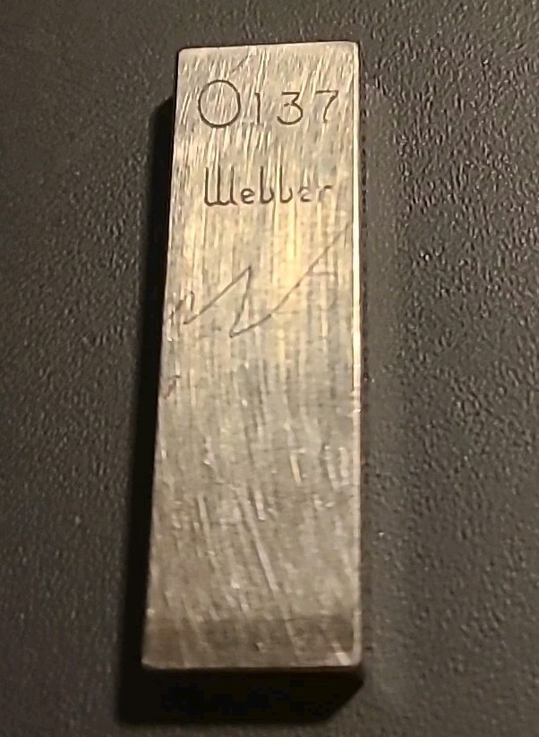 0.137 Webber Starrett Rectangular Steel Gage Gauge Block.
