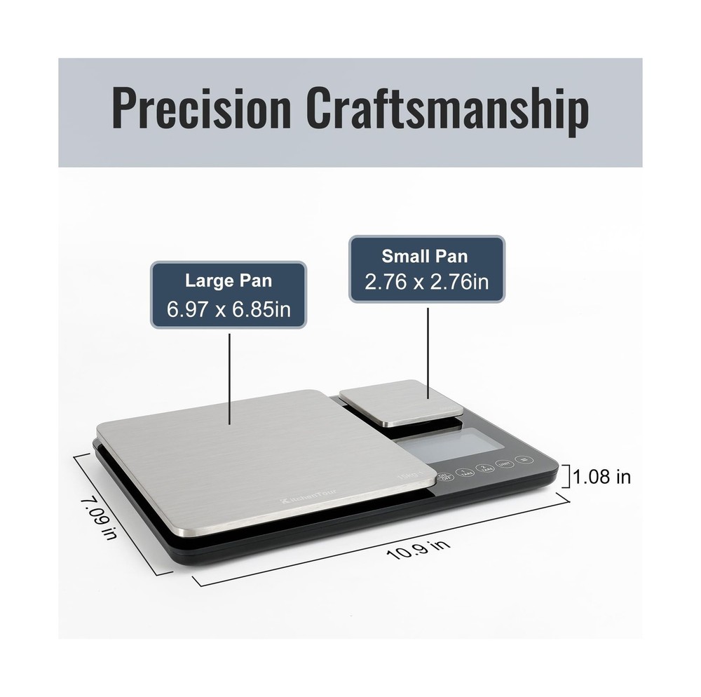 KitchenTour Dual Platform Digital Kitchen Scale with Total Weight F... Fast Ship