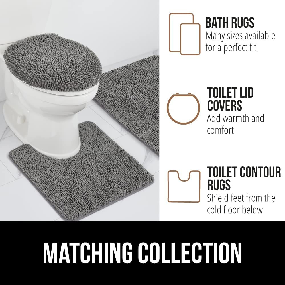 Bath Rug Mat, Thick Soft Absorbent Chenille, Quick Dry Microfiber Mats, Rubber B
