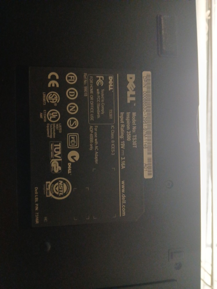 Dell Imspiron 3500 Model # Ts30t No Cord Untested