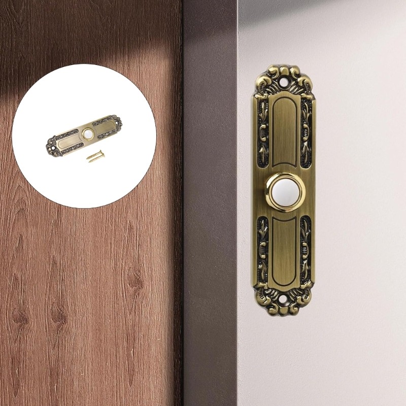 Solid Brasses Doorbell Button Weatherproof LED Illuminated Outdoor Easy Mount