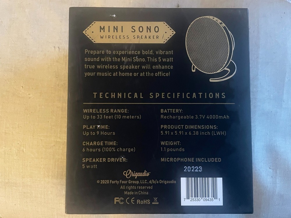 ORIGAUDIO MINI SONO WIRELESS BLUETOOTH SPEAKER SIGNATURE COLLECTION HASKELL