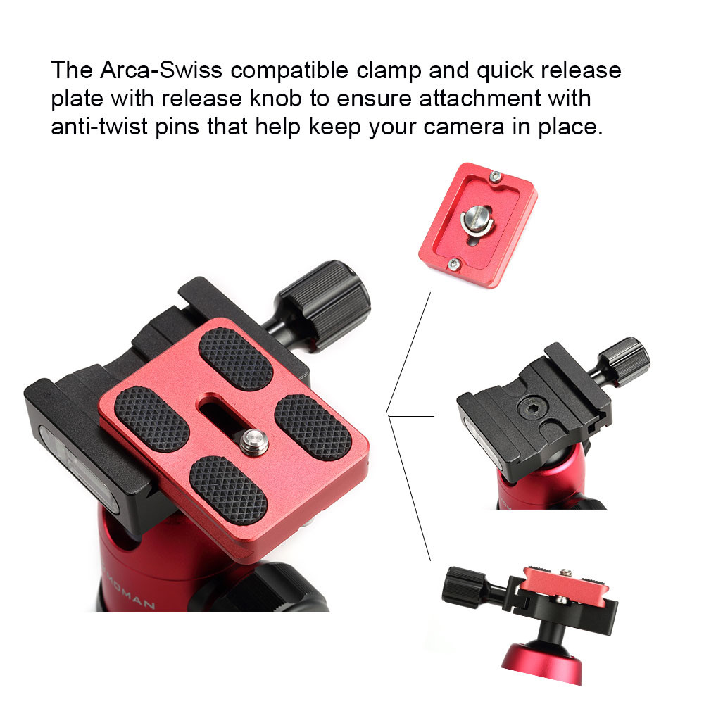 Tripod Head Ball Head Bracket with Quick Release Plate 360° Panning For Camera