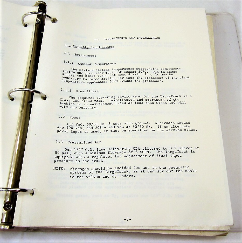 TargeTrack Wafer Processing System User's Guide 1987 Edition MTI