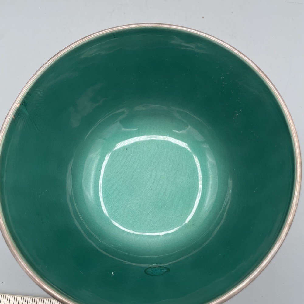 Towle Silversmiths Teal Green Enamel Footed Bowl Silverplated 5002 Vintage 6"