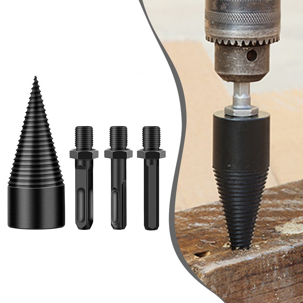 4pcs Firewood Log Splitter Drill Bits Screw Cone Driver for Power Drills
