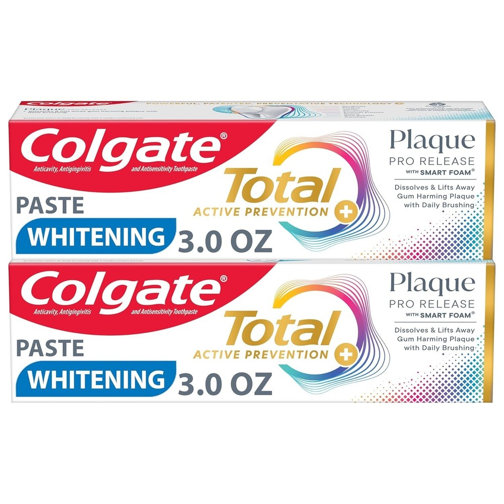 Colgate Total Plaque Pro Release Whitening Toothpaste - 3 oz - 2pk
