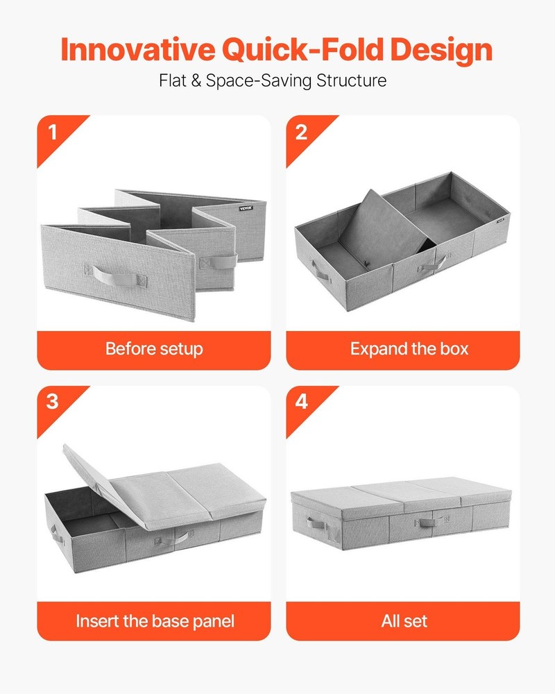 Spacious Underbed Storage Bin 48L 31.7x15.9x6.1in Double Layer Construction