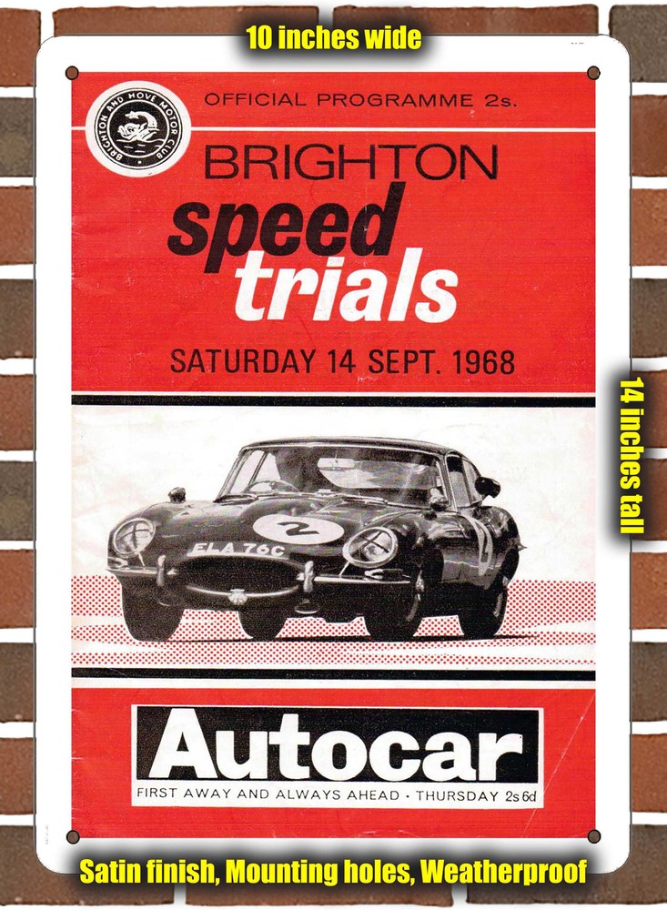 Metal Sign - 1968 Brighton Speed Trials Racing Program - 10x14 inches
