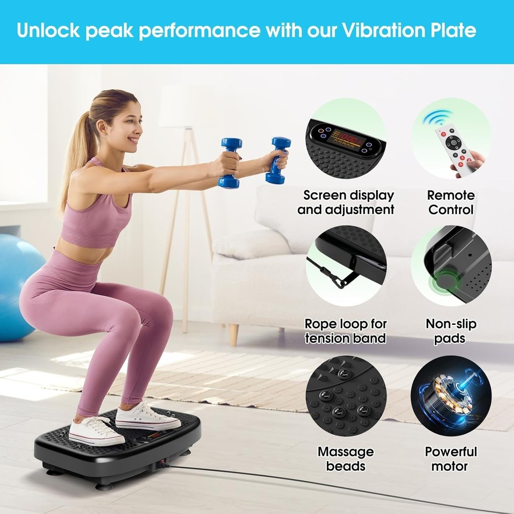 Powerful Vibration Plate - 120 Modes, 450lbs Capacity, Home Exercise Essential