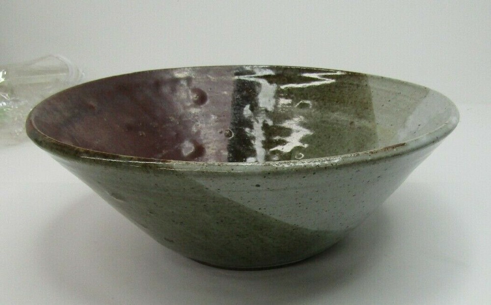 VTG Art Studio Dimpled Drip Glazed 10 3/4" Bowl Signed and Dated 1990