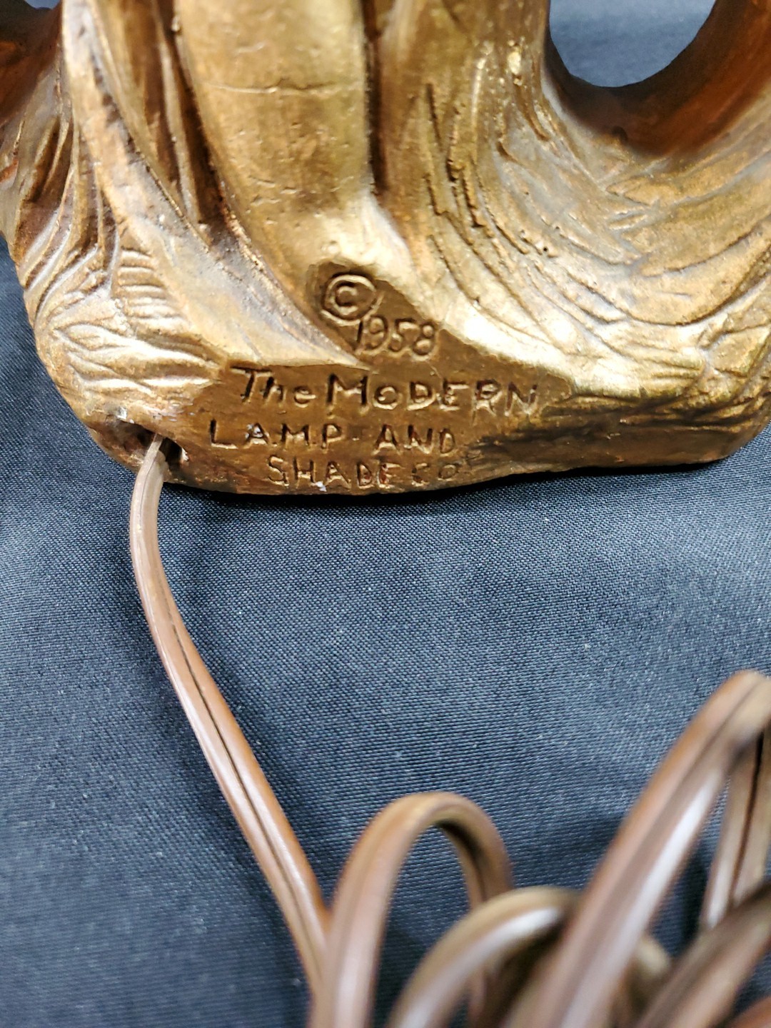 MCM 14" Lamp Base Mid Century Modern Plaster Drift Wood 3D Table Sculpture VTG *