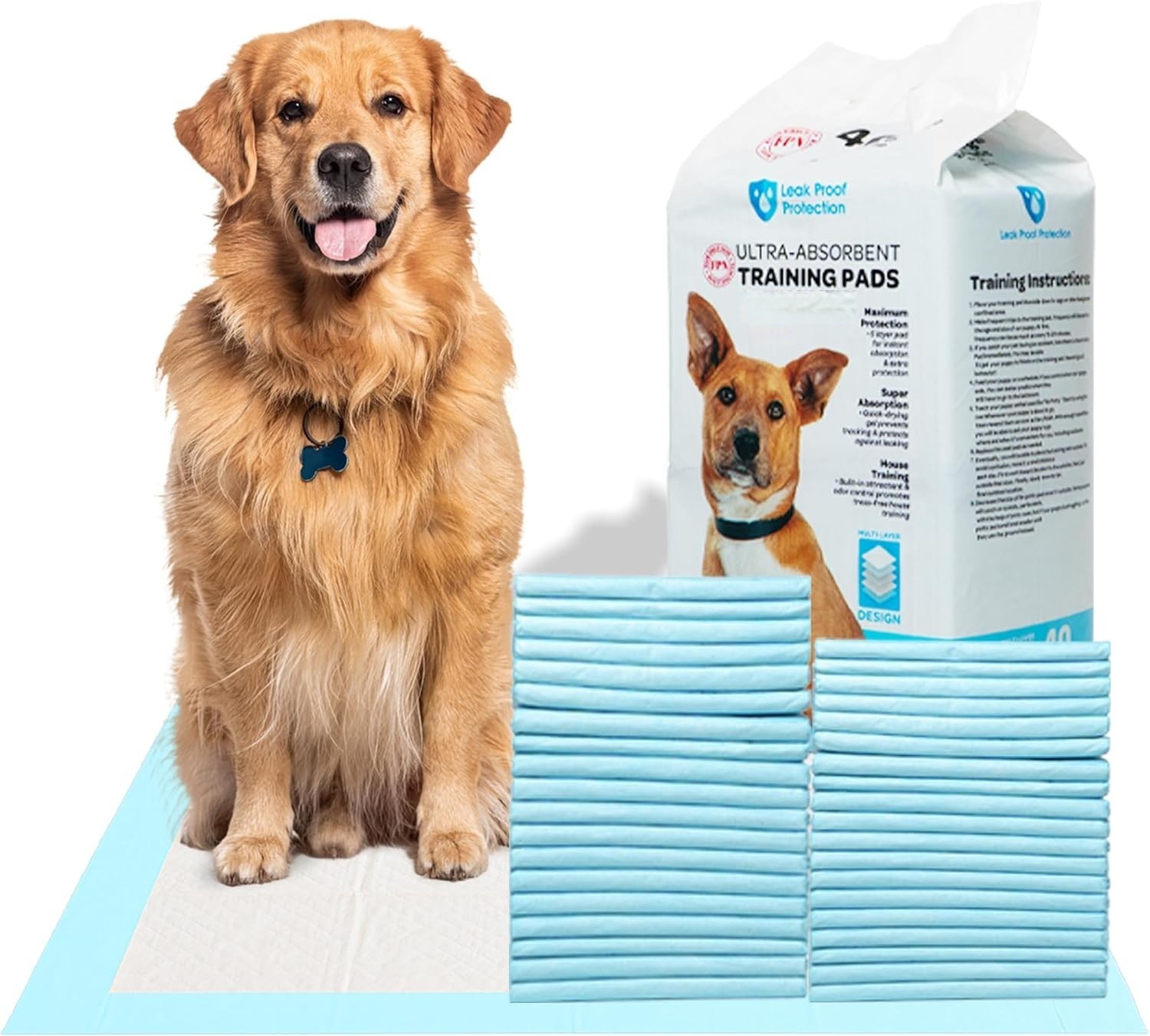 FPN Pet Training Pads for Dogs Ultra-Absorbent Unscented Blue Pee Pads 4 Sizes