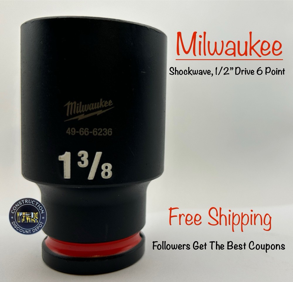 Milwaukee 49-66-6236 1-3/8" Socket Shockwave Impact Duty 1/2" Drive Deep Socket