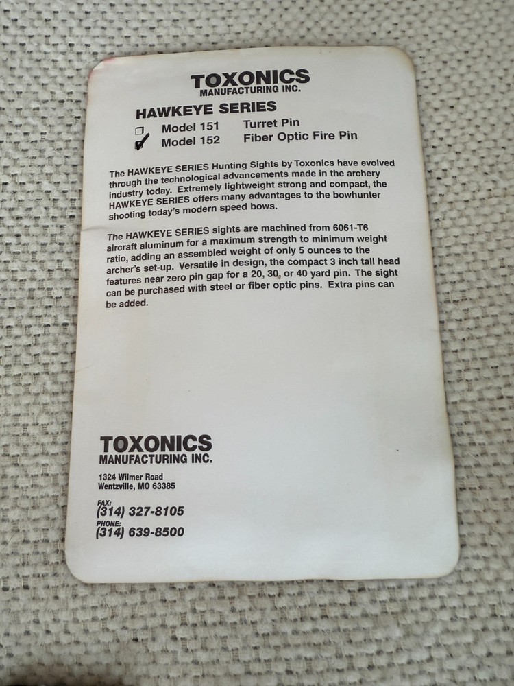 Toxonics 152 Dovetail Archery Sight