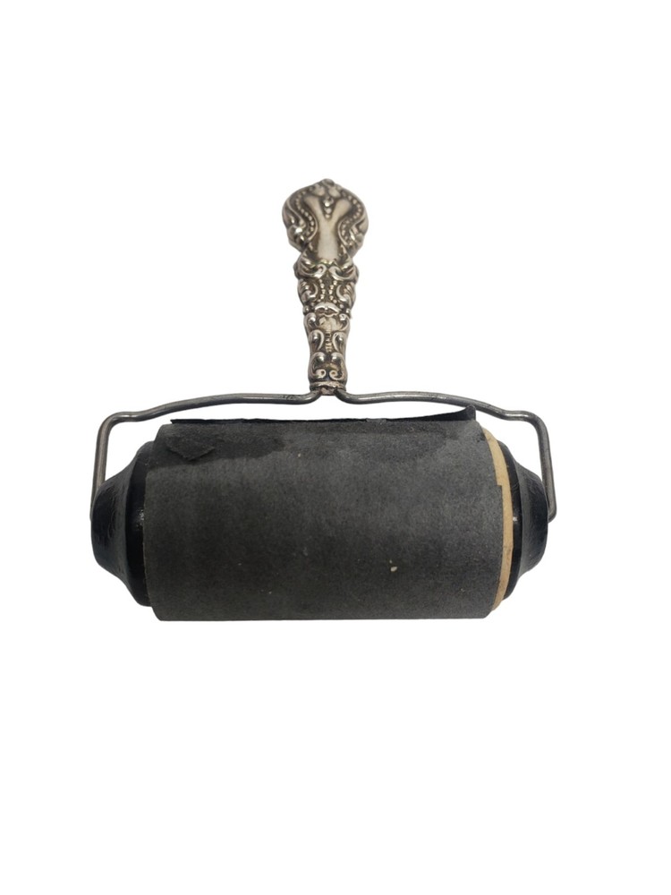Antique Ink Blotter Roller Sterling Silver Embossed Handle