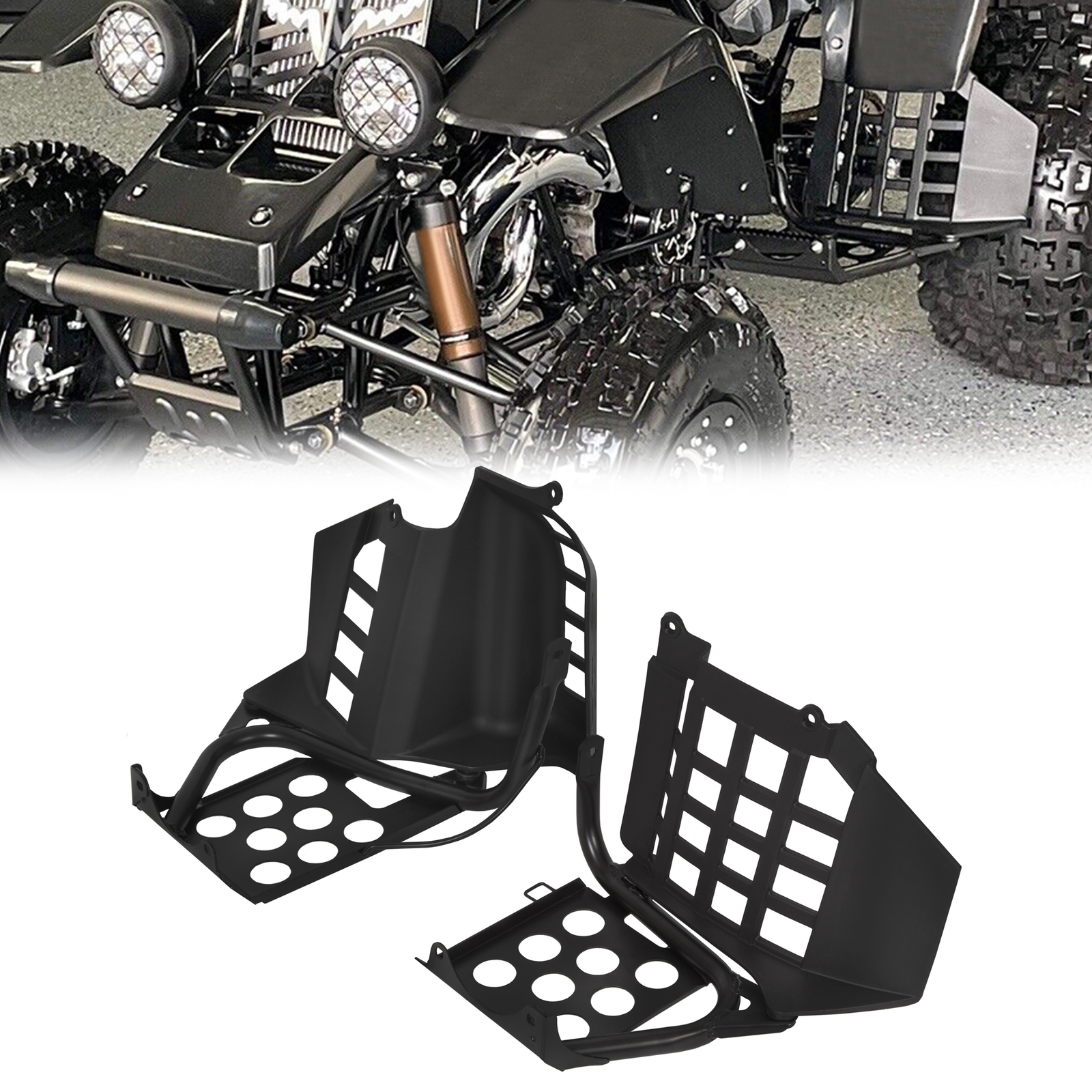 NEW Black Heel Guards footrest For Yamaha Banshee left + right nerf bars Plastic