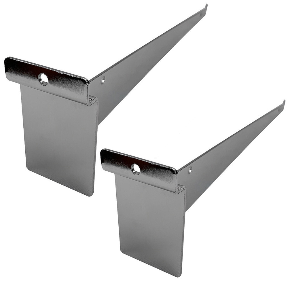 16" Slatwall Shelf Bracket, Chrome, Hanger Display Panel Shelf 2 Pc Set