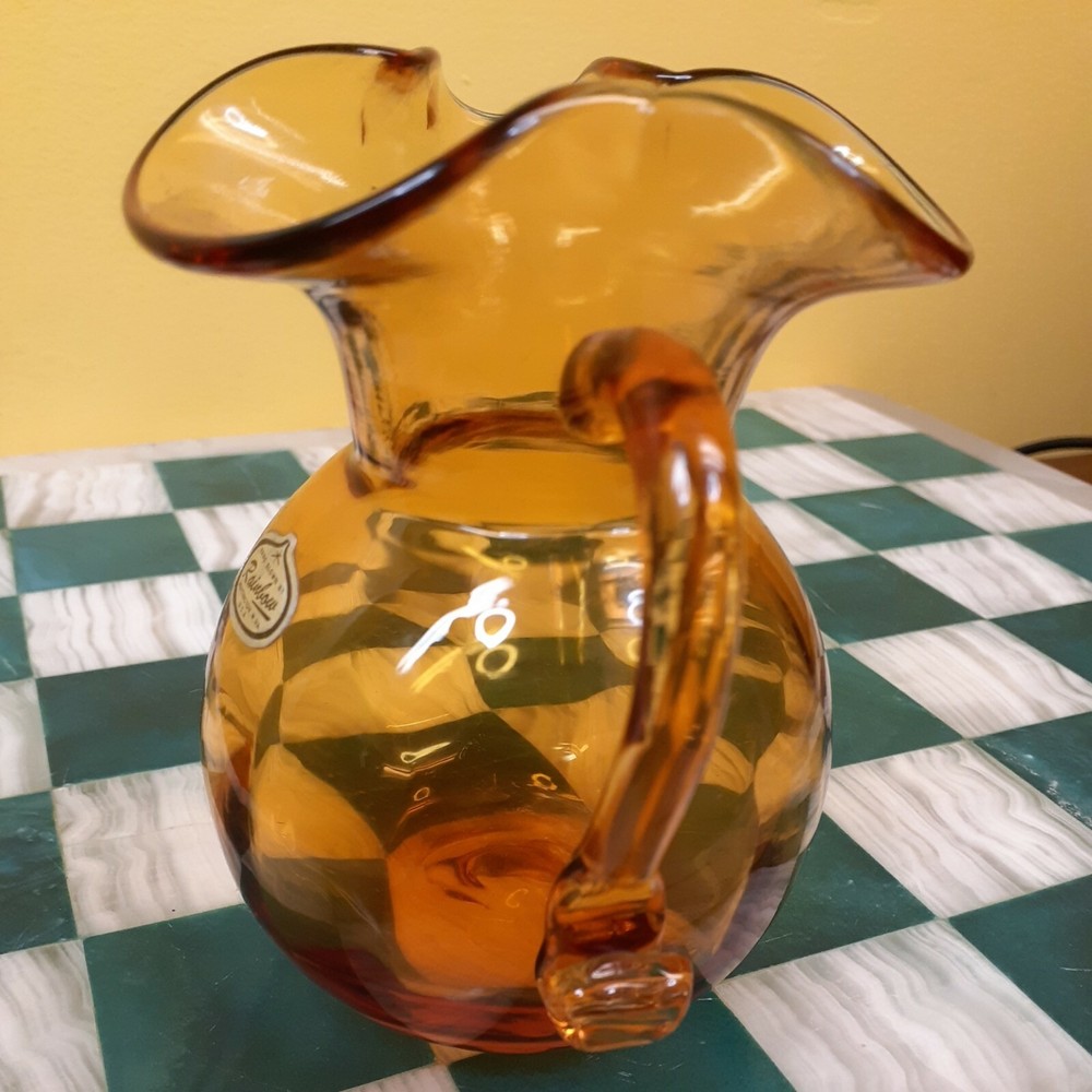 Rainbow Glass Pitcher "4" Inch Decorative Handmade Amber Glass