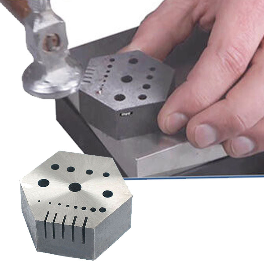 Hexagonal Riveting Anvil Jeweler Multi-Functional Bench Hex Steel Block Drilling