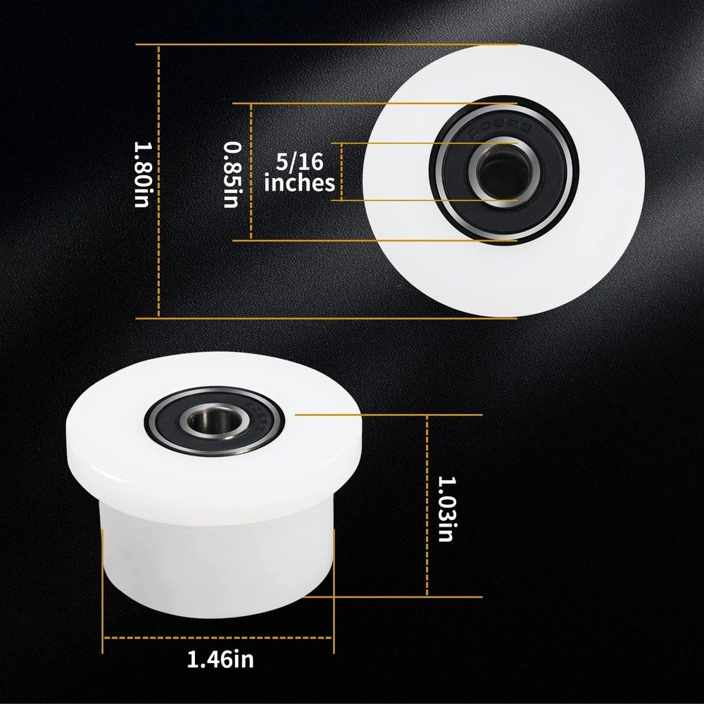 Qty.4 Machined Wheels/Rollers Compatible Total Gym Replacement, Fits Models 1...