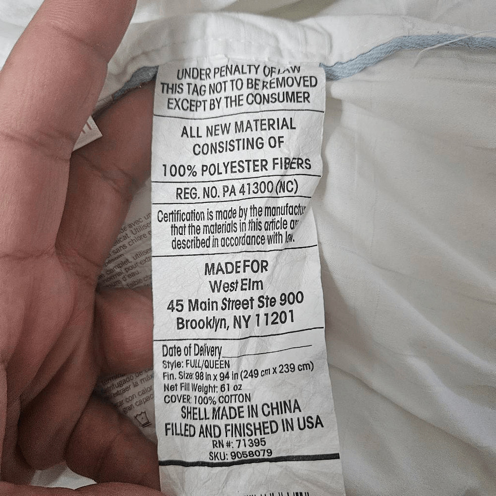 West elm duvet insert full/queen size