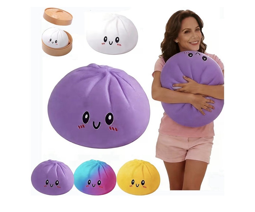 Giant dumpling Squeeze Ball, 25CM Squishy Texture, Cute Face, Soft MulticolorToy