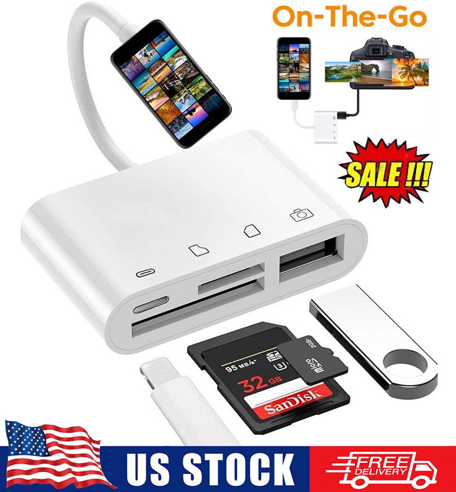 🔥4 in 1 USB3.0 Flash Drive SD/TF Card Reader For iPhone/iPad/Camera OTG Adapter