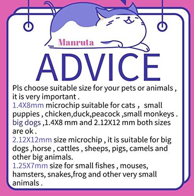 Microchip ID Bioglass Transponder Tag Injectable with Sharp Needle 5 Pack Mini S