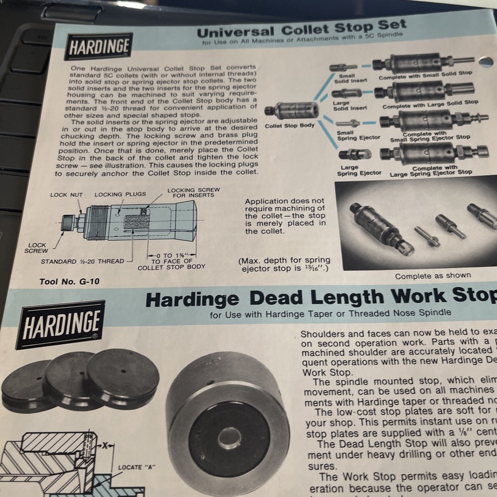Harding Super Precision 5C Spindle Tooling Bulletin HA-202 B