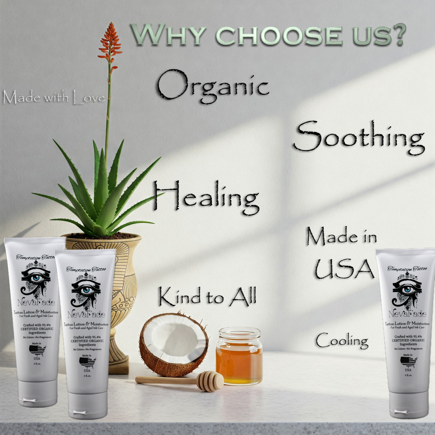 NevaFade™ Certified Organic Tattoo Lotion & Moisturizer | Before & Aftercare ♡