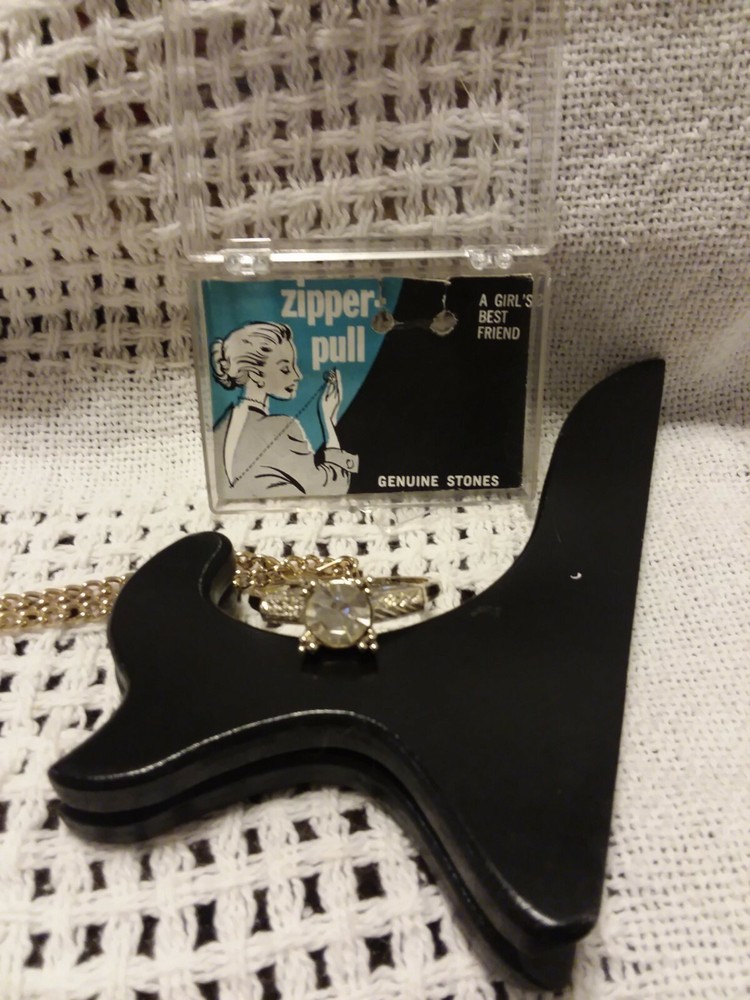60's Zipper Pull Large Diamond Ring/ WINTER COAT BLING!