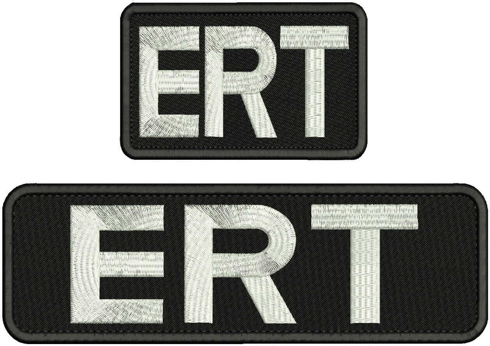 ERT EMBROIDERY PATCH3X5 and 3x10  HOOK ON BACK BLK/white