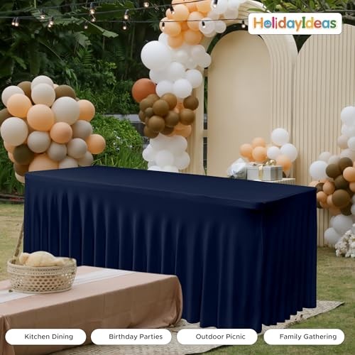 4ft Spandex Tablecloth 2 Pack Fitted Stretch Table 24x48 Inch| 2 Pack Navy