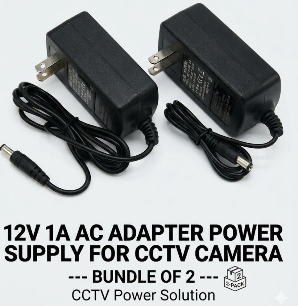 2 Pack 12V 1A AC ADAPTER POWER SUPPLY for CCTV CAMERA