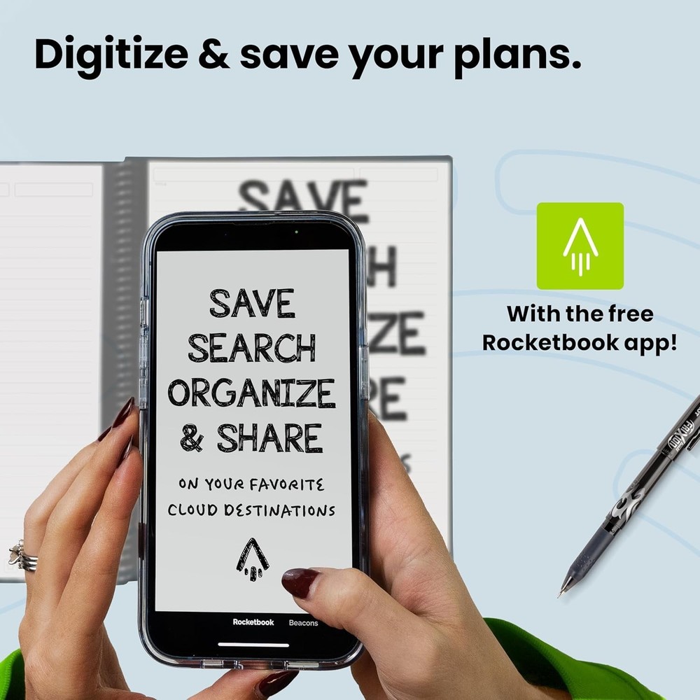 Rocketbook Everyday Planner Smart Reusable, Letter Size, Maroon - NEW