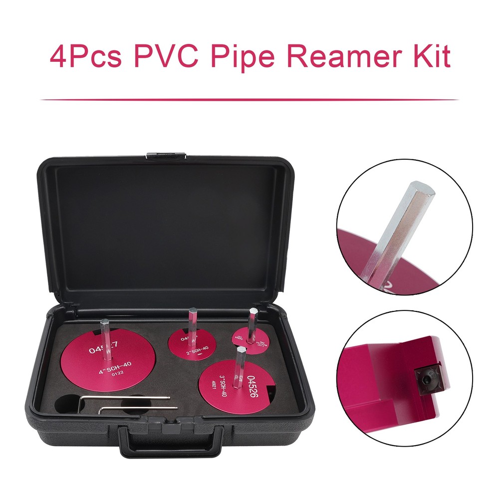 4Pcs PVC Pipe Reamer Plastic PVC Pipe Fitting Reamer Plumbing Tools Kit Fit