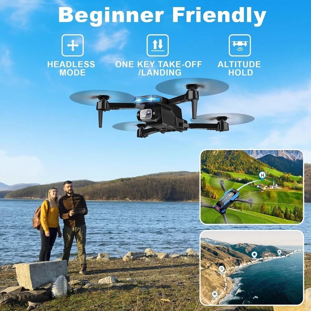 Drone with 1080P Camera - Foldable Remote Control Quadcopter Black&Blue