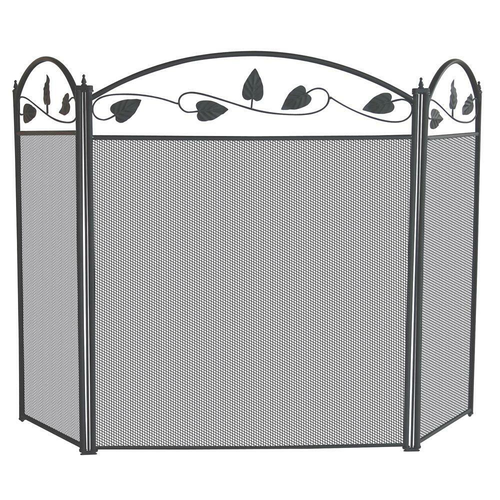 UniFlame Fireplace Screen Mesh Decorative Leaves Free Standing Foldable 3-Panel