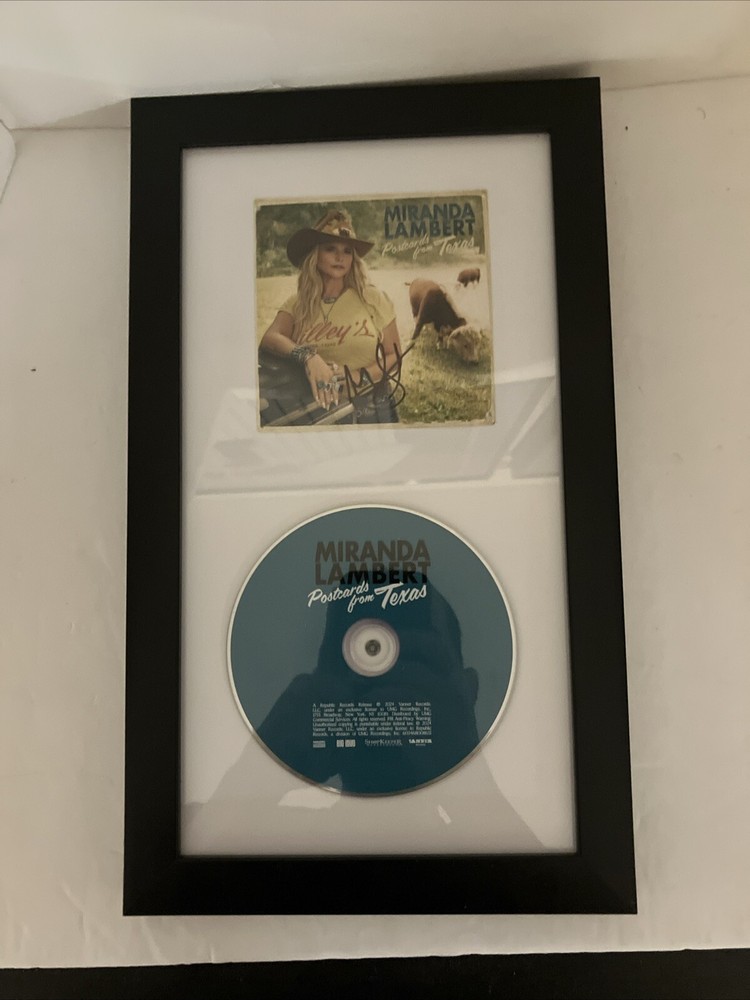 MIRANDA LAMBERT SIGNED POSTCARDS FROM TEXAS CD ART CARD FRAMED