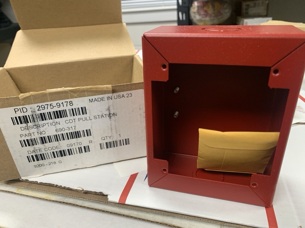 SimplexGrinnell 2975-9178 Fire Alarm Pull Station Box - Red